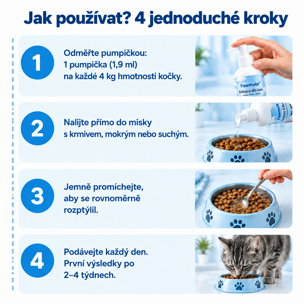 Jak používat Pawmate Kolagen pro kočky ve 4 krocích