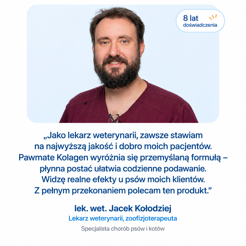 Opinia lekarza weterynarii o Pawmate Kolagen dla Psa